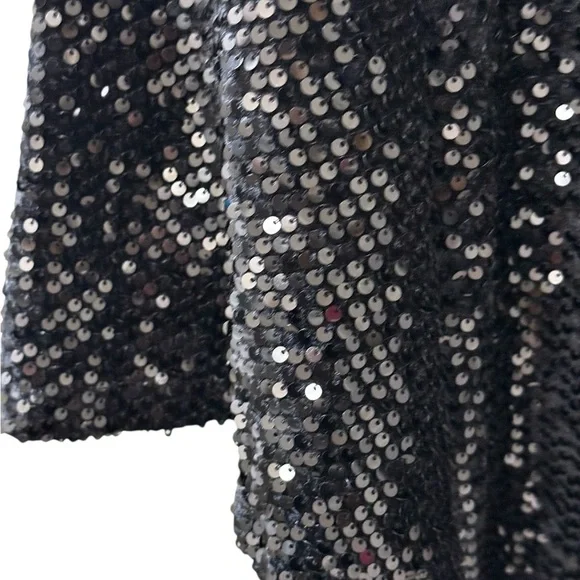 Chico’s Size 3 16/18 Black Sequined Bell sleeves Mid Length Cocktail Dress - Picture 10 of 10